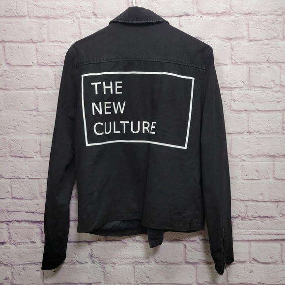 Zara Other - ZARA Man Denim Black Moto Jacket Mens M New Culture Biker Grunge Streetwear Punk